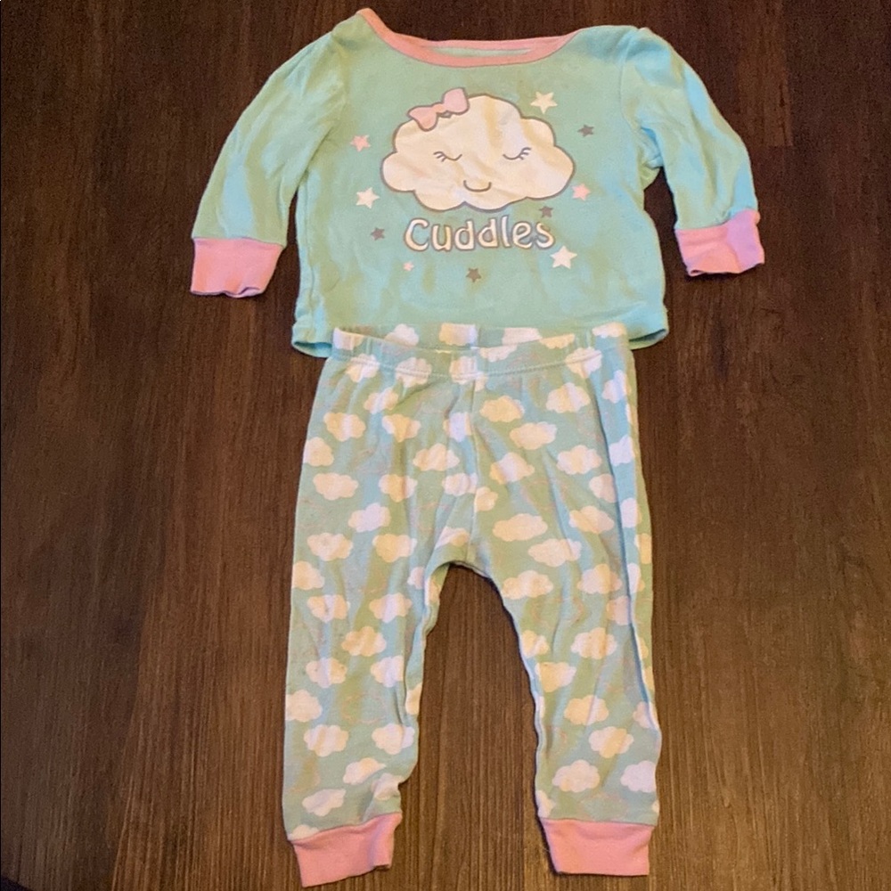 Carter's Green and Pink Cloud Pajama Set